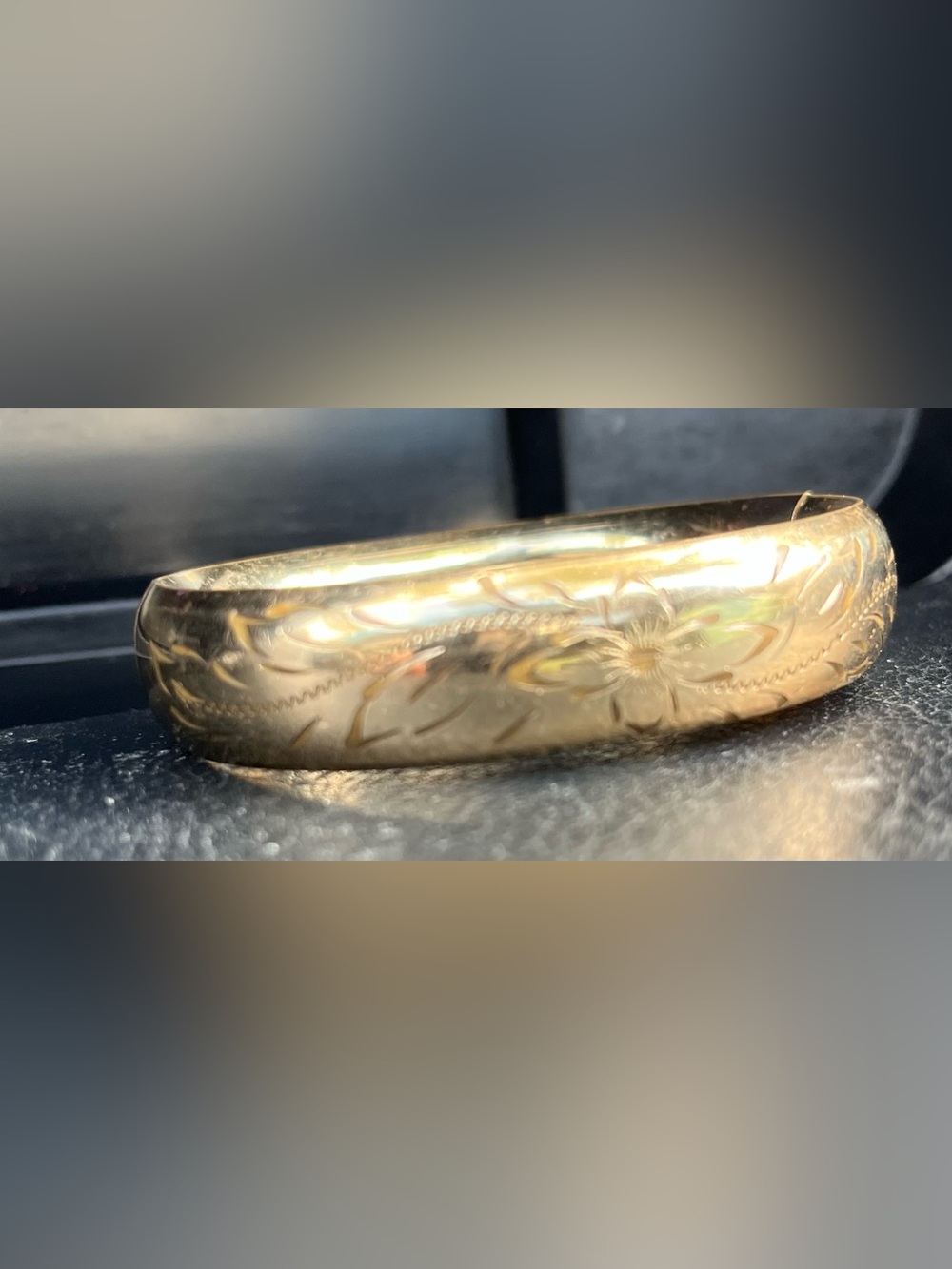 12k GF LeStage Engraved Gold Floral Women's Bangle Bracelet